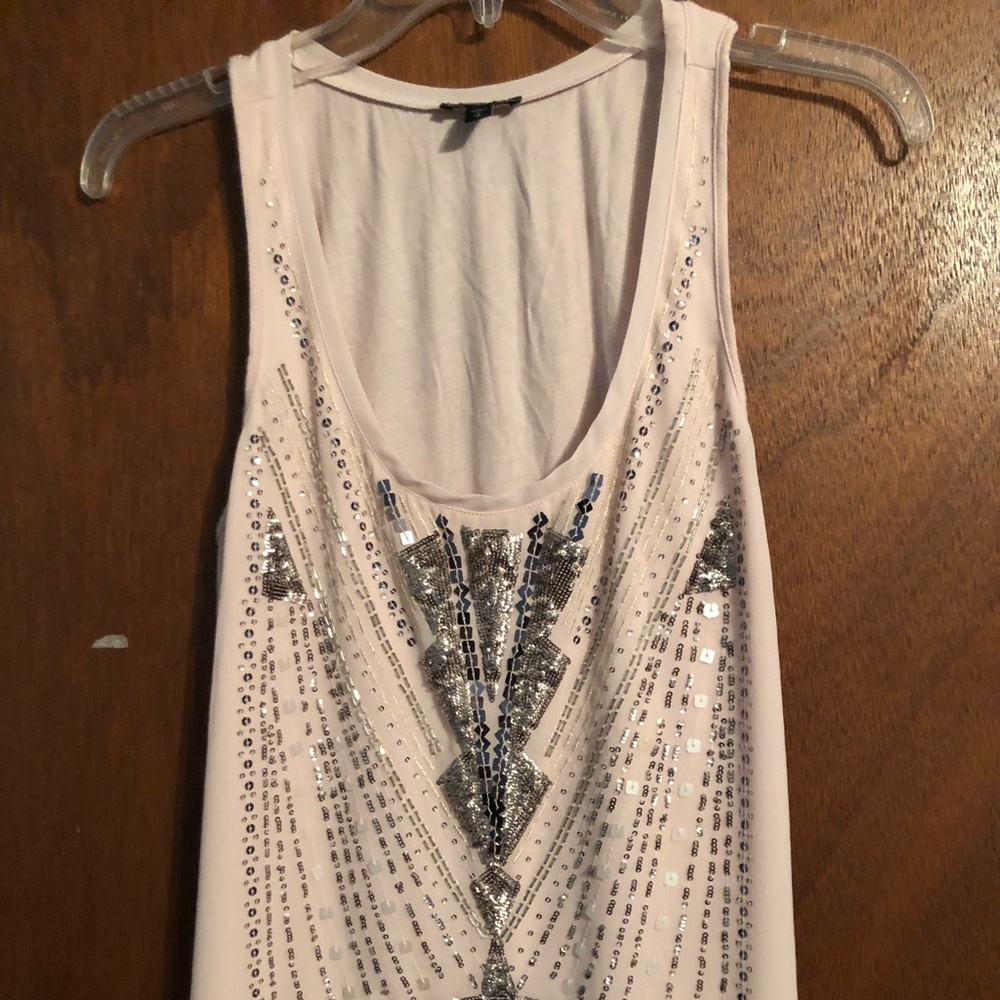 Jeweled Dressy Tank Top; Size S